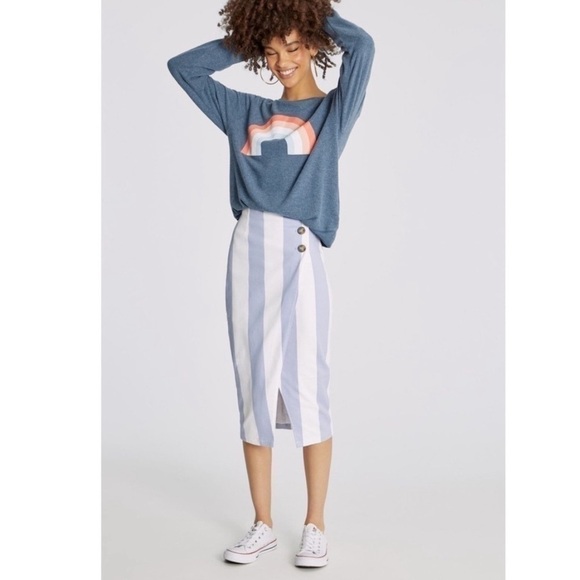 Wildfox | NWT Blue Freedom Rainbow Sommers Crewneck Sweater Sweatshirt XL - Picture 5 of 5